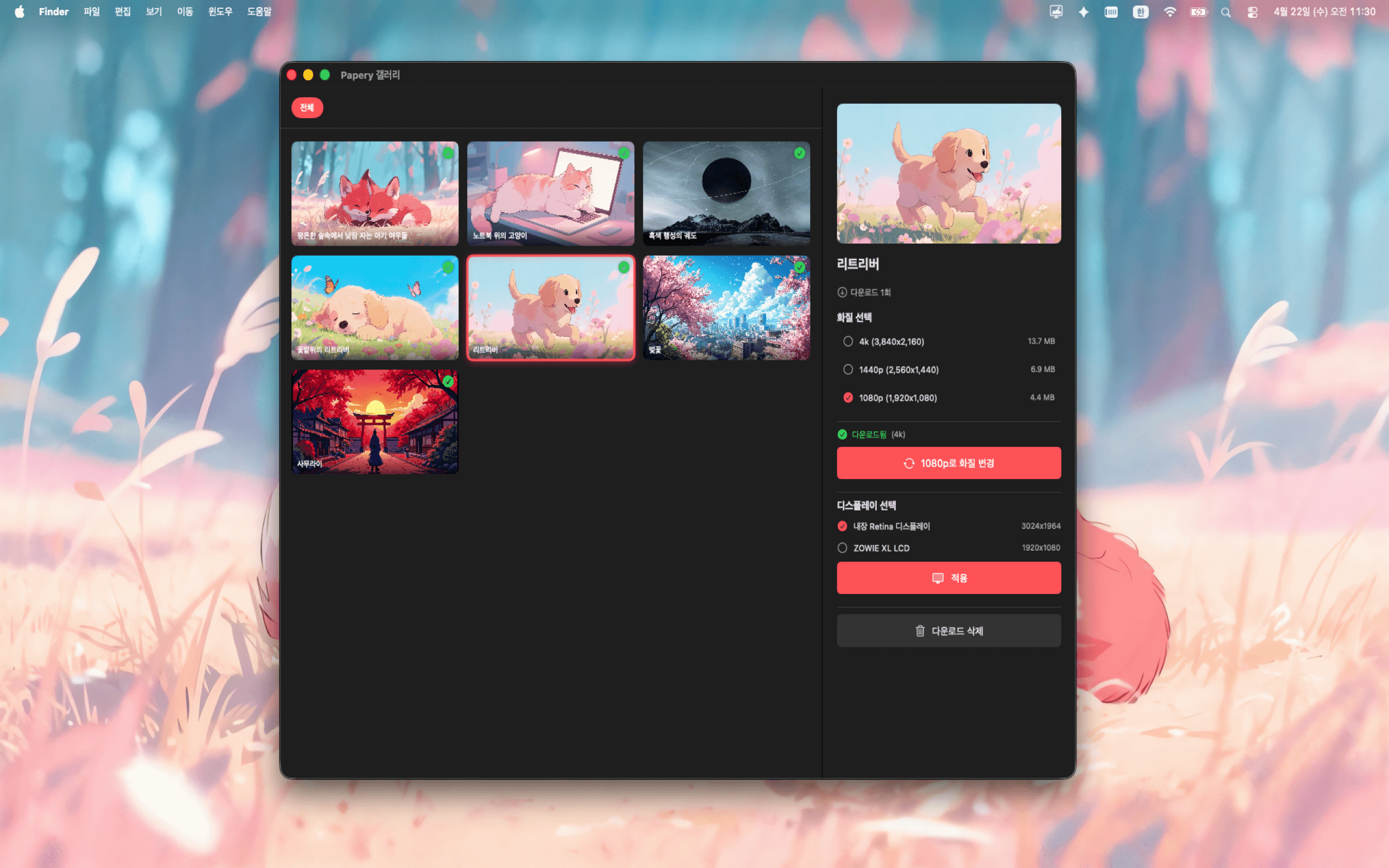 Papery 갤러리 화면